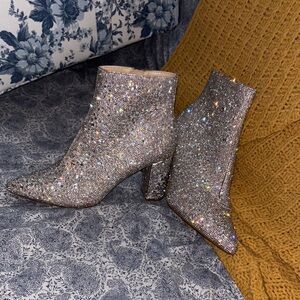 Betsey Johnson Glittering Silver Ankle Booties